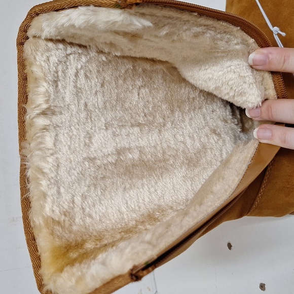 NEW! Cat & Jack Girls Natalia Shearling Style Boots, Cognac Brown - Picture 8 of 9